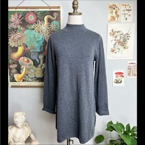 J. Jill Mockneck Merino Wool Charcoal Grey Knit Tunic